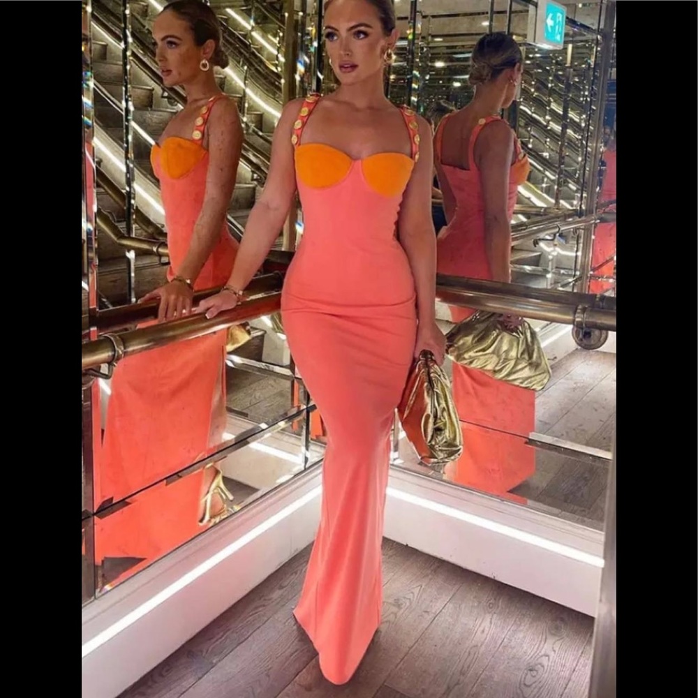 Evening dress, cocktail dress, open back long dress